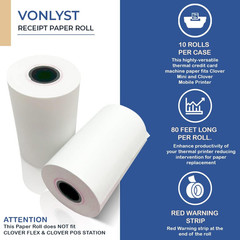 Receipt Paper for Clover Mini and Clover Mobile Thermal Printer 2 1/4 X 80 (10 R