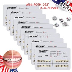 10 Packs Dental Orthodontic Metal Brackets Braces Mini Roth.022 Hooks 345
