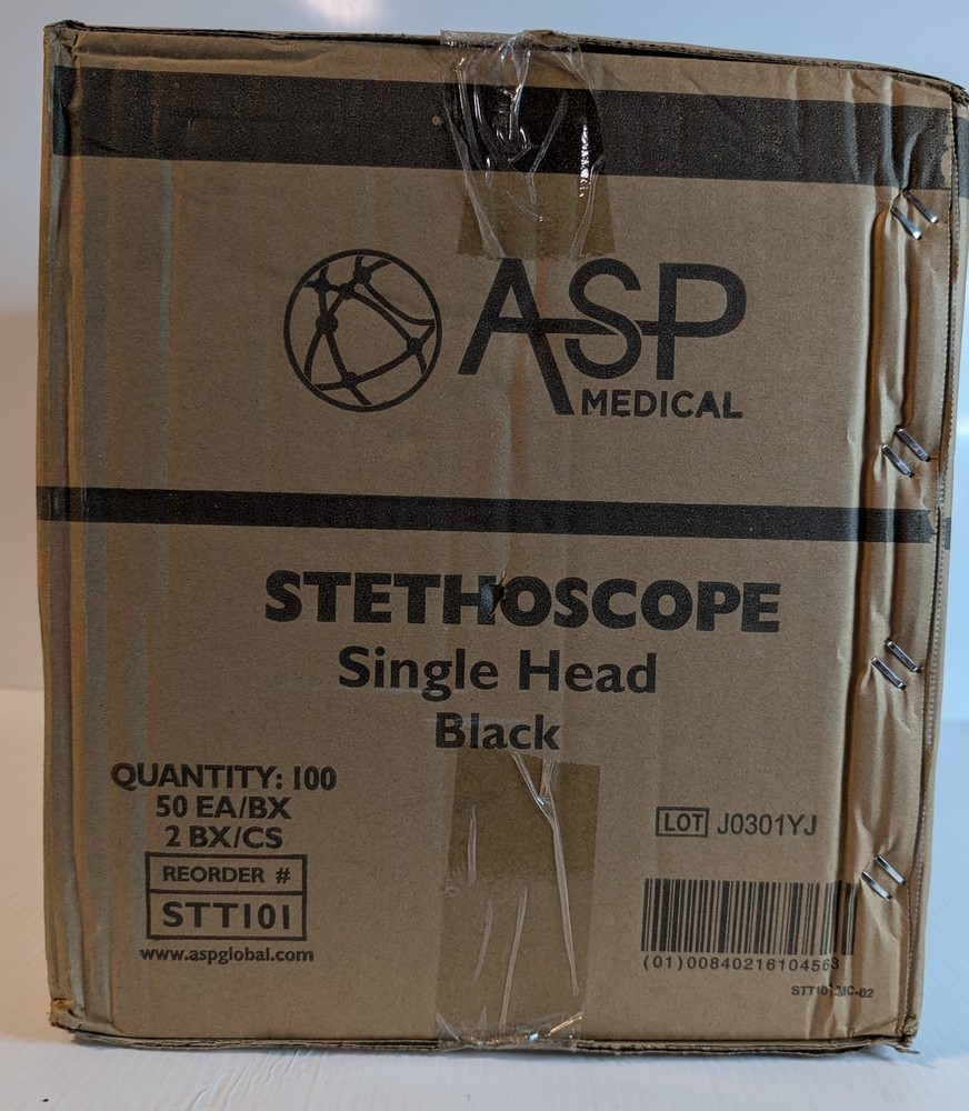 Box of 100 ASP MEDICAL Single Head Patient Hospital Care Stethoscope black New