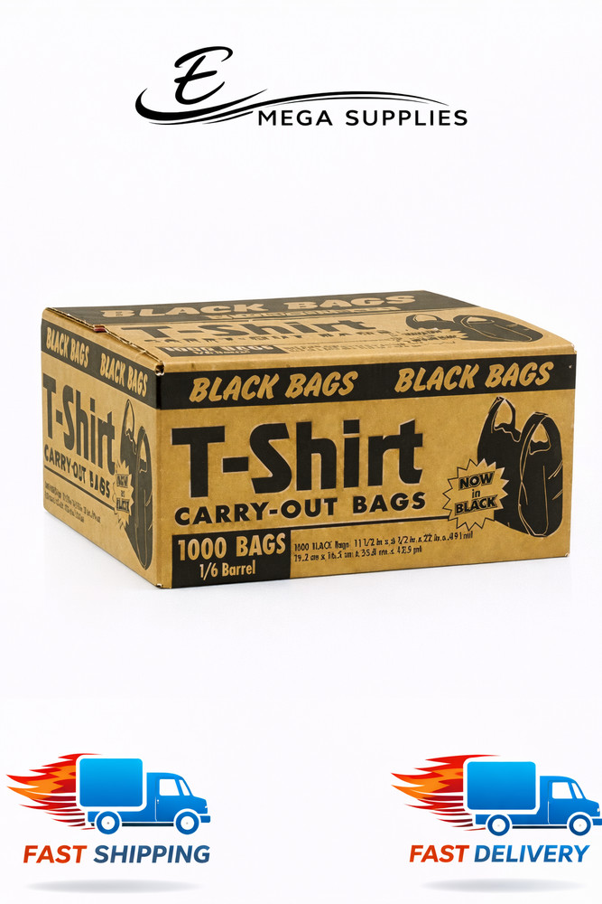 Black T-Shirt Carryout Bags (100 ct.) by Poly-America