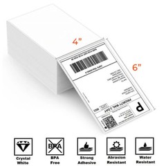 1000/Stack 4″x6″ Fanfold Direct Thermal Shipping Labels Zebra & Rollo Printers