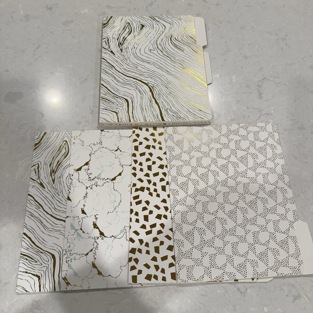 Nate Berkus Metallic Gold White Designer File Folders Pack Of 12 Office Decor