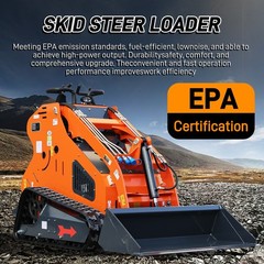 24HP Mini Track Skid Steer Loader, RATO 2-Cylinder Engine, 3-Pump Hydraulic Syst