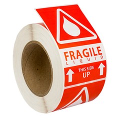 1 Roll ; 500 Labels 3×5 (3″ x 5″) Pre-Printed Fragile LIQUID This Way Up Labels