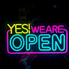 Vibrant “YES! WE ARE OPEN” Neon Sign – USB or Battery Powered, Bright Multicolor