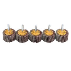 Aluminum Oxide Shank Mounted Flap Wheels, 1-1/2″ x 1″ x 1/4″, 60 Grit – 5 Pack