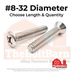 #8-32 18-8 Stainless Steel Phillips Oval Head Machine Screws (Pick Length & Qty)