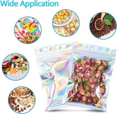 Holographic Mylar Bags Smell Proof Food Storage Zip Seal Foil Pouch Candy Bag