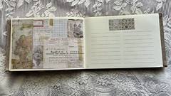 junk journal hand made canvas lace raffia bow 6 1/2 x 9 1/4 in. approx 80 pgs.