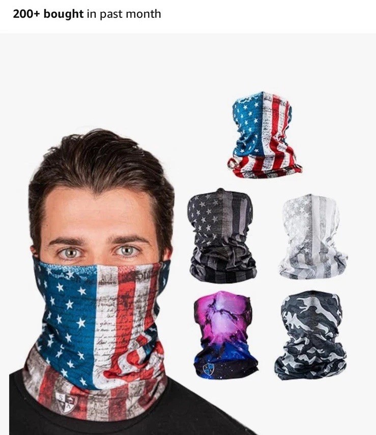 Face Shields UV30+ Neck Gaiter Lightweight Breathable Sun Dust Protection 5 Pac