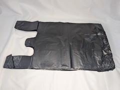 Large Black Plastic Grocery Shopping T-Shirt Bags (21 x 6.5 x 11.5 inches) 600pc
