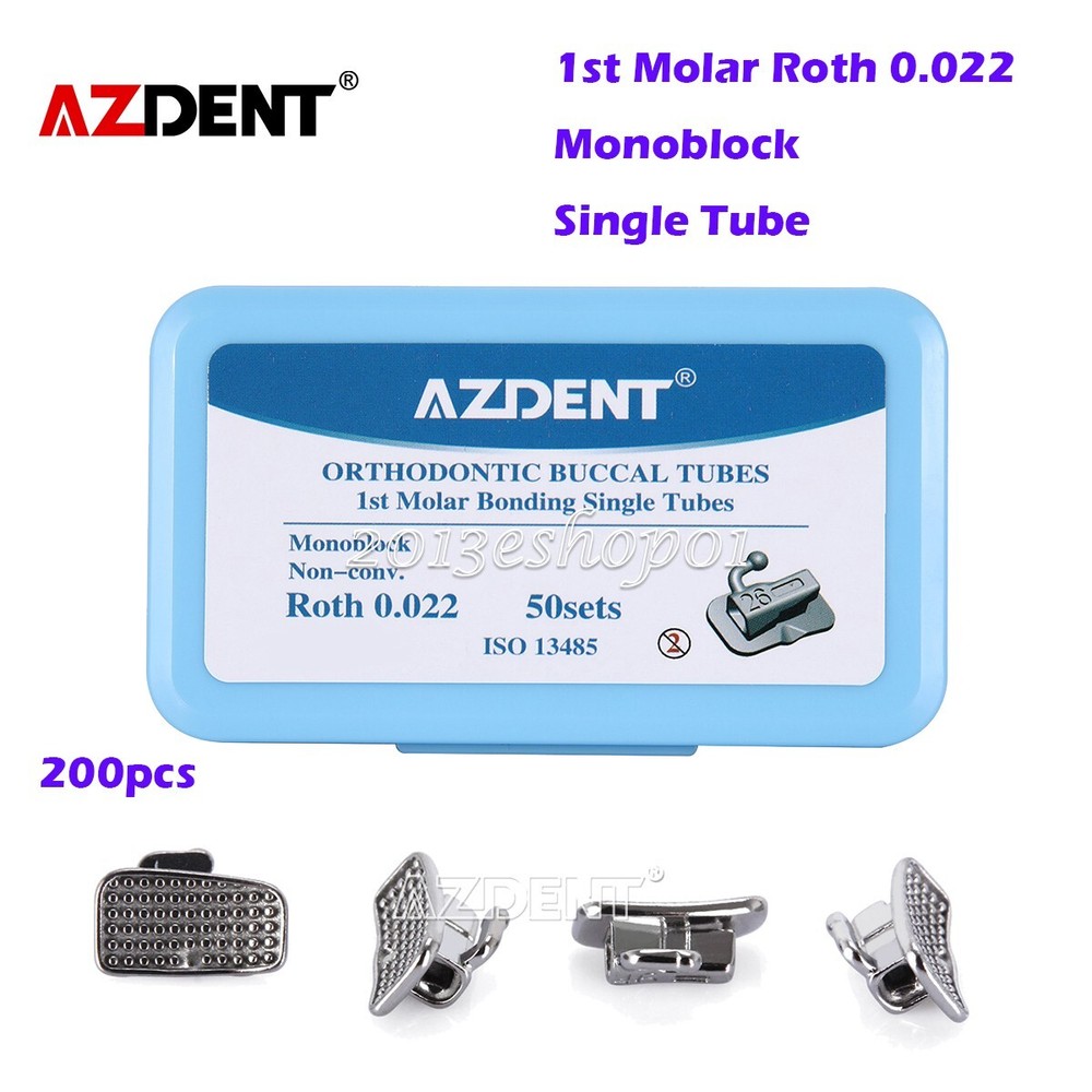 50Sets AZDENT Dental Orthodontic Sgl Buccal Tube Roth.022 1st Molar Non-Conv