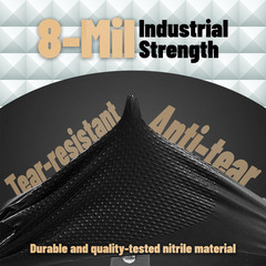 1000 Case 8Mil Black Nitrile Gloves Diamond Grip Mechanic Heavy Duty Size L