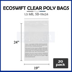 20 19×24 Self Seal Suffocation Warning Clear Poly Bags 1.5 mil Free Shipping