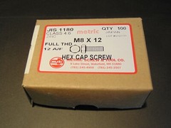 M8 X 12 JIS 1180 HEX CAP SCREW BOLT, BOX OF 100pcs, 12mm WRENCH SIZE, CLASS 4.6