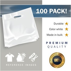 100 Pack 22″ x 22″ with 2 mil Thick Extra Large White Merchandise Plastic Bags