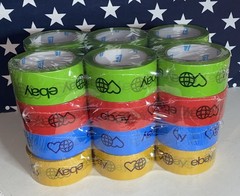 2″ x 75 yards Official eBay Branded Packaging Tape 24 ROLLS Blue Red Green Gold