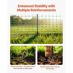 VEVOR Electric Netting Fence Kits Sheep Fencing 35.4″H x 164’L with Posts Spikes