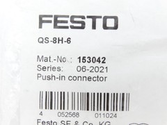FESTO QS-8H-6 (SET OF 10) Connector – New In Box