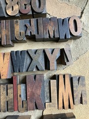 62 Vintage Letter Number Letterpress Wooden Print Blocks Two Full Alphabets