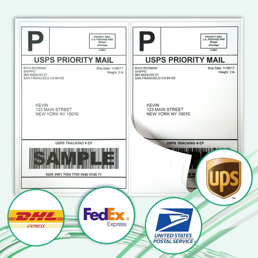 1100 Shipping Labels 8.5×5.5 Self Adhesive Half Sheet Shipping Labels 1000 + 100