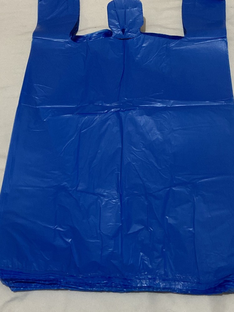 Bags 1/6 Large 21 x 6.5 x 11.5 Blue T-Shirt Plastic Grocery Shopping Bags F&S