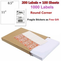 1000 Shipping Labels 8.5″x5.5″ Rounded Corner Self Adhesive 2 Per Sheet Blank US