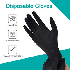Black Vinyl Exam Gloves, 4Mil, Disposable Gloves Latex-Free, for Medical, Cookin