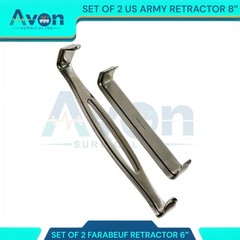 Set of 4pcs Spreaders 6″ Farabeuf Retractors & 8.5″ US Army Navy Retractors