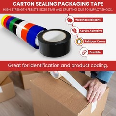 12 Rolls Black Carton Sealing Tape 2″ x 110 Yards Box Shipping Moving Tape 2 Mil