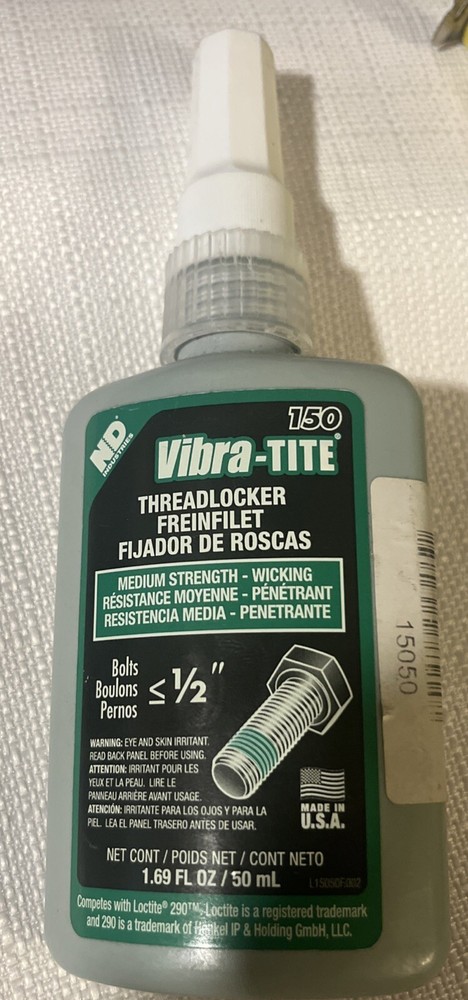 Vibra-Tite 15050 Wicking Threadlocker, Vibra-Tite 150, Green, Medium Strength,
