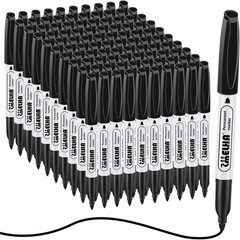 SMELHA Permanent Markers, 100 Pack Black Permanent Marker Pens, Black Permanent
