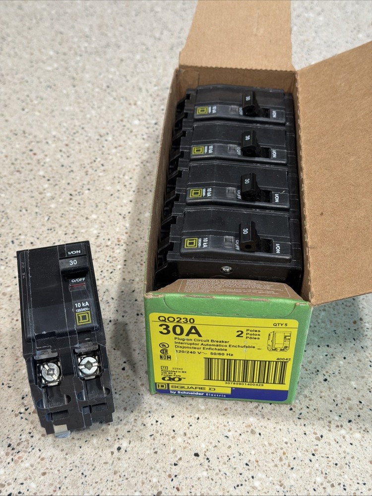 Square D QO230 (5 PACK) 2P 30A 120/240V Circuit Breaker *US SELLER LOT OF 5 NEW*