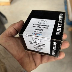 (Box of 100) 3/8” flat washer White Rhino Tuff USS-Zinc finish