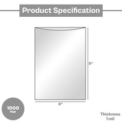 1000 Pieces 6″ x 9″, Poly Bags with Top Opening for Shipping Small Items, 1 Mil