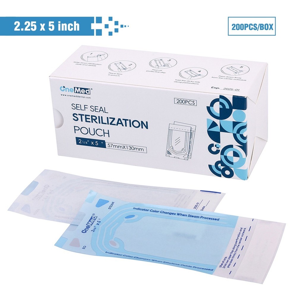 OneMed Self-Sealing Sterilization Pouches 2.25″x5″ Medical Sterile Bags 200/Box