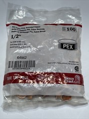 Bag of 100 Sioux Chief PEX Crimp Ring 1/2” Annealed Copper 649×2 USA SDR 9 PEX