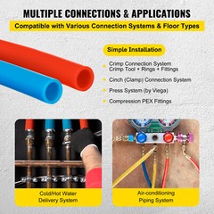 VEVOR 200ft 1/2 Oxygen Barrier PEX tubing 100ft RED and 100ft BLUE Pipe Pex-B