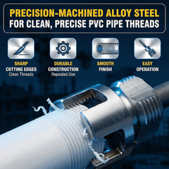 3PCS PVC Pipe Threader Kit Internal External 1/2 3/4 1 Inch Drill Tool
