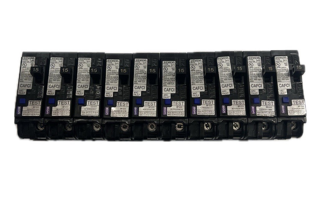 QA115AFCN LOT OF 10 SIEMENS 15A ARC-FAULT AFCI PLUG ON NEUTRAL NO PIGTAIL WIRE