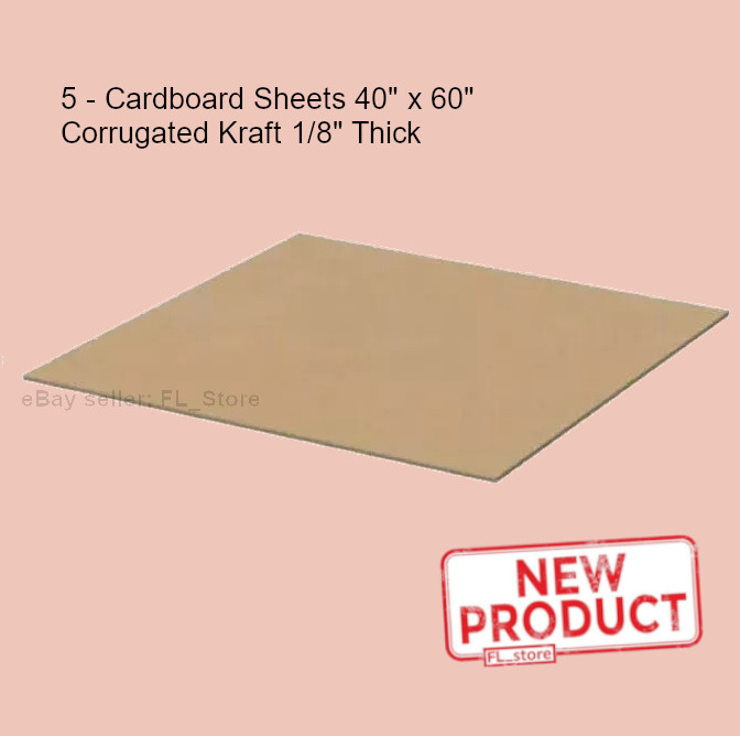 5 PACK Cardboard Sheets 40″ x 60″ Corrugated Kraft 1/8″ Thick Single Wall NEW