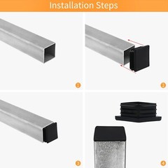 2 Inch 2X2 Square Tube End Cap Plastic Plugs 12 Pack, 2 Inch 2X2 Square Tubing