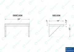 14 in. x 24 in. Stainless Steel Wall Shelf With Squared Edge