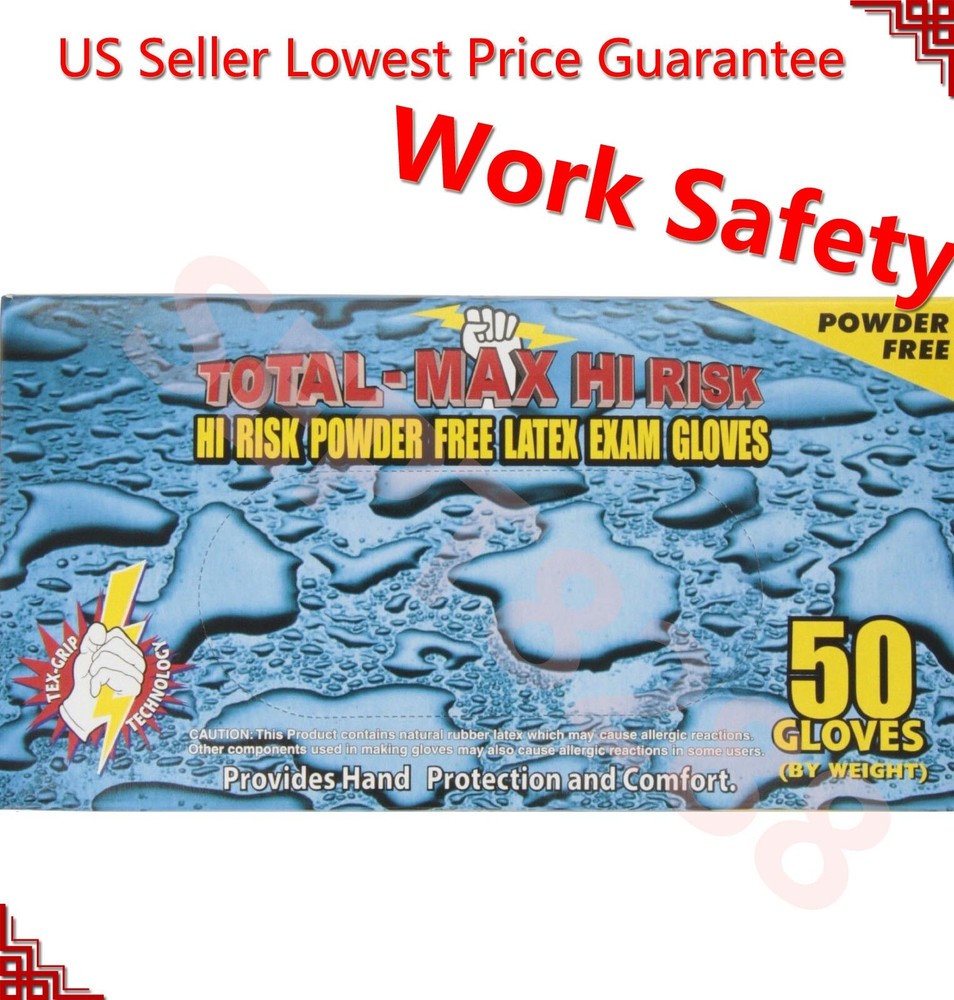 Emerald Latex Glove Total Max High Risk Latex Powder-Free Exam Gloves 15mil Blue