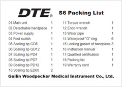 Original Woodpecker Dental DTE S6 Ultrasonic Scaler HD-8H Handpiece 7*Tips
