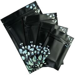 100pcs Double Sided Matte Design Metallic Mylar Foil Resealable Smell Proof Bags