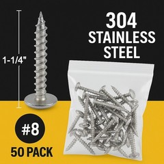 #8 x 1-1/4″ -50 Qty Stainless Phillips Modified Truss Head Wood Screws (BCP1215)