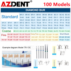 AZDENT Dental FG Diamond Burs for High Speed Handpiece Friction Grip 5pcs/pack
