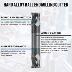 2PCS 4 Flute 1/2″ x 5/8″ x 3″ Solid Carbide End Mill – Double End – AlTiN Coated