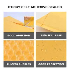 50Pcs Coolpkg #000 4″x8″ Secure Seal Kraft Bubble Mailers Padded Envelopes 4×8